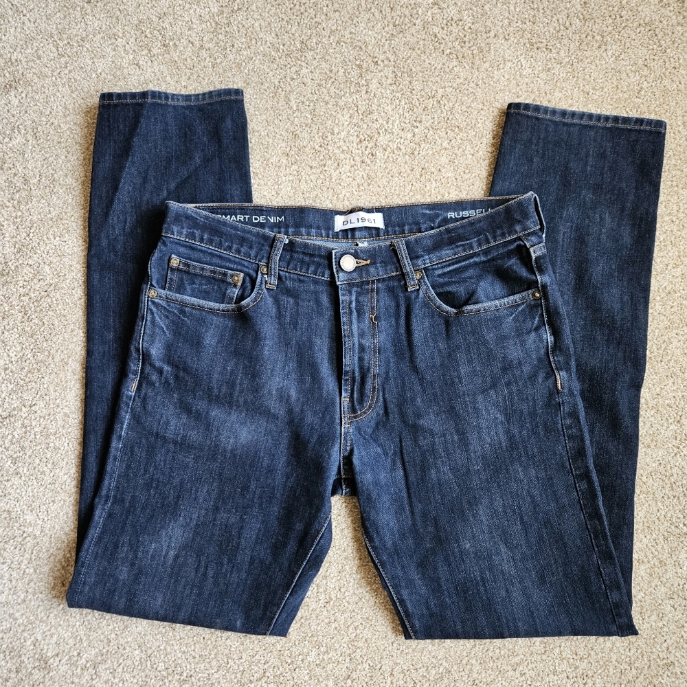 DL1961 Sz 34 Men's Dark Wash Russell Slim Straight Leg Jeans - Picture 3 of 15